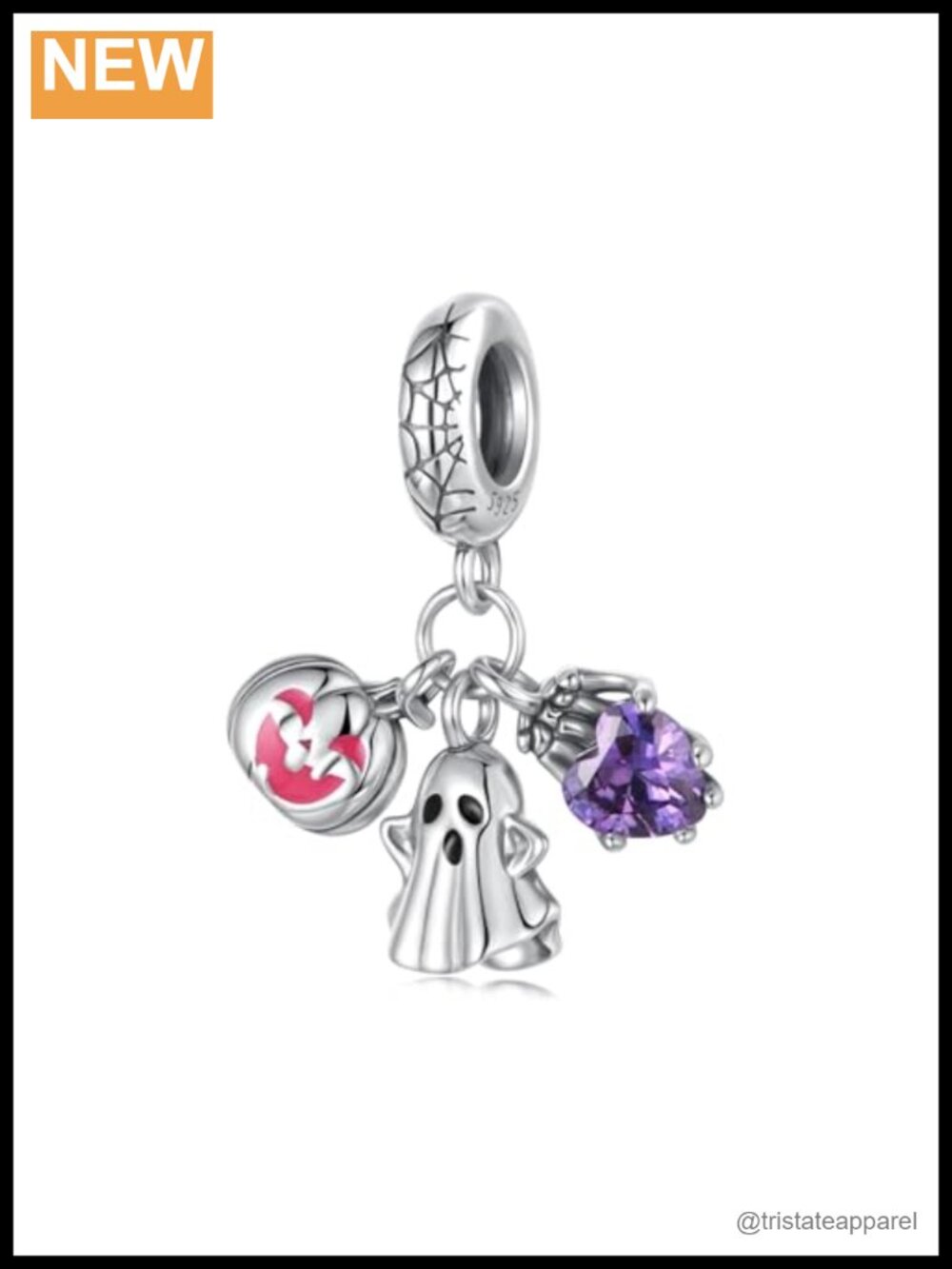 925 Sterling Silver Halloween Ghost Charm for Bracelets Jewelry Gift for Women